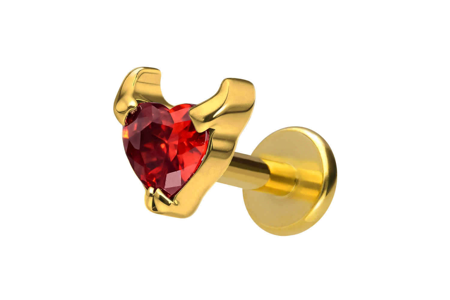 Titan Labret Piercing mit Innengewinde TEUFELSHERZ